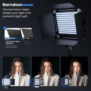 3200-5600K CRI 96 + lumière à intensité variable avec support en U et Barndoor <span class=keywords><strong>NEEWER</strong></span> <span class=keywords><strong>2</strong></span> Pack Bi Color 660 LED Video Light and Stand Kit - Product Image 3