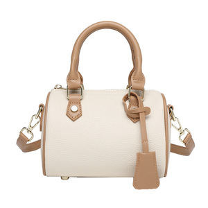 Borsa Boston da <span class=keywords><strong>Donna</strong></span> di Design con Blocchi di Colore, Chiusura a Cerniera, Materiale PU Resistente - Versatile Borsa a Spalla/Tracolla Casual - Product Image 5