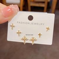 Ensemble de boucles d'oreilles en zircon plaqué or 18 carats Resoul, boucles d'oreilles religieuses chrétiennes S925, petites boucles d'oreilles à clous pour femmes