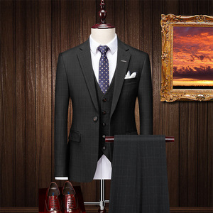 Costume de <span class=keywords><strong>mariage</strong></span> et d'affaires haut de gamme pour <span class=keywords><strong>homme</strong></span>, style britannique décontracté, coupe carrée, respirant, ensemble 3 pièces pour le bureau - Product Image 4