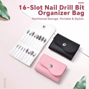 KADS 16-Slot Nail <b>Drill</b> <b>Bit</b> Organizer Bag PU Leather Portable Manicure Tool Storage <b>Case</b> for Nail Art Salon Use - Product Image 5