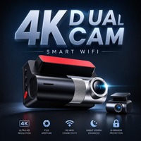 Caméra de rétroviseur 4K double objectif DVR WiFi avec contrôle par application, écran IPS 3 pouces, batterie 200 mAh, Type C, 128 Go, vision nocturne, Time Lapse, automatique