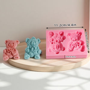 Moule en silicone 3D double ours pour bougie moule en silicone pour bougie décoration de la <span class=keywords><strong>maison</strong></span> moule pour bougie parfumée pour résine vente en gros - Product Image 5