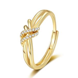 Anillos De Pareja Platinum Plated Knot Shiny Starry <b>Couple</b> <b>Ring</b> for Bridal Women Romantic Wedding Adjustable Opening <b>Ring</b> - Product Image 6