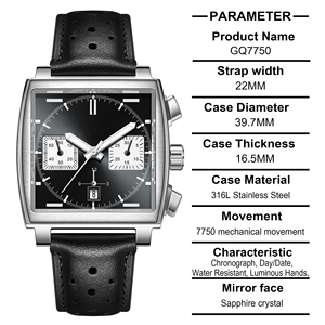 <span class=keywords><strong>Orologio</strong></span> Meccanico <span class=keywords><strong>in</strong></span> Acciaio Inossidabile con Logo Personalizzato OEM per <span class=keywords><strong>Uomo</strong></span>, Quadrante con Lancette Cronografiche, <span class=keywords><strong>Cinturino</strong></span> <span class=keywords><strong>in</strong></span> <span class=keywords><strong>Pelle</strong></span>, Confezione Regalo - Product Image 2