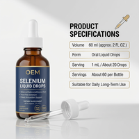 Gouttes de sélénium 60 ml pour le soutien de la thyroïde et du système immunitaire, complément liquide, marque privée OEM, compatible végétalien