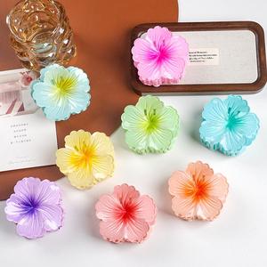 Eleganti fermagli per capelli in plastica con motivo floreale - Design colorato a ibisco per una tenuta sicura e un tocco di moda estiva - Product Image 1