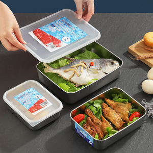 Stainless Steel <b>Food</b> <b>Storage</b> <b>Container</b> With Soft Lid Rectangle <b>Stackable</b> For Refrigerator Travel Use - Product Image 2