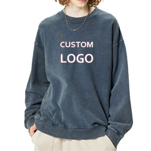 Sudadera de Cuello Redondo Extra Grande para Hombre, de Alta Calidad, con Logotipo Personalizado al por Mayor, Sudadera de Algodón Lavada - Product Image 2