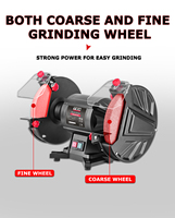 TEH Industrial Electric Bench Grinder 2480RPM-M12 Spindle Thread untuk Pengamplasan dan Pemolesan dengan Kertas Amplas