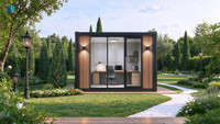 Module de bureau préfabriqué modulaire Europe-Amérique pour jardin, studio de travail en conteneur, revêtement bois, design moderne pour villa et appartement