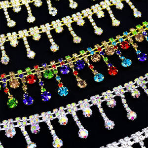 CZ strass di cristallo con strass in vetro con catena di nappe frangia accessori per vestiti borsa Costume scarpe con artiglio Set di quadri di diamanti - Product Image 2