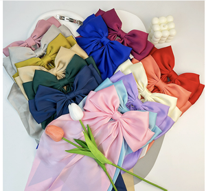 Nouvelle Pince à <span class=keywords><strong>Cheveux</strong></span> Grande Nœud Papillon en Chiffon pour Femme, <span class=keywords><strong>Barrette</strong></span> à Nœud Papillon en Satin Couleur Unie, Accessoire <span class=keywords><strong>Cheveux</strong></span> pour Queue de Cheval - Product Image 5
