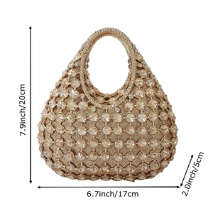 Pochette de soirée raffinée pour femme avec poignée supérieure, ornée de strass brillants, sac à main tendance pour banquets et sorties nocturnes - Product Image 2