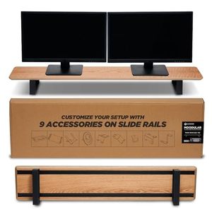 Support d'écran réglable et extensible en bois, grand organisateur de <span class=keywords><strong>bureau</strong></span> avec rails métalliques coulissants pour tiroir, <span class=keywords><strong>tablette</strong></span>, téléphone, écouteurs - Product Image 1