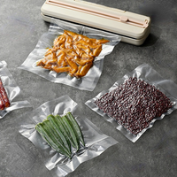Sacs sous vide à trois soudures latérales, transparents, gaufrés, en nylon, thermosoudables, pour l'emballage de fruits de mer, viande, saucisses, bœuf et légumes