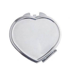 Mirror Bulk Heart Pocket Vanity Double Side Silver Plated Sublimation Custom Logo Metal Mirror - Product Image 5