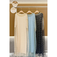 Robe longue de soirée ample à manches mi-longues pour femme, ornée de perles de luxe, grande taille, style kaftan, collection printemps-été, vente en gros usine