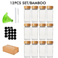 Bouteilles de stockage d'épices en verre de qualité alimentaire sans BPA, hermétiques, 120 ml, pour la cuisine, ensemble de 12 avec couvercles en bois