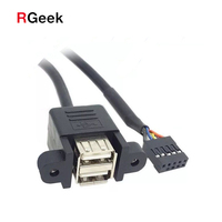 RGEEK Dual USB 2,0 hembra frente montaje en Panel 2,54mm 9 pin Header Cable de placa base
