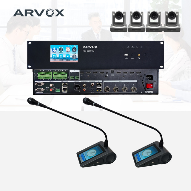 Wired Digital Dante Conference System Voting Solution Equipment 4x4 HDMI Camera Tracking Audio Video Conference System