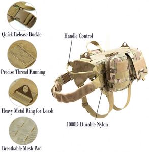 Harnais tactique pour chien, camouflage extérieur, amovible, tendance et pratique - Product Image 2