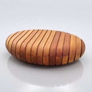Wooden Oval <b>Bench</b> Solid Wood Slatted Seat Modern Outdoor Park Hotel Waiting Chair - Product Image 1