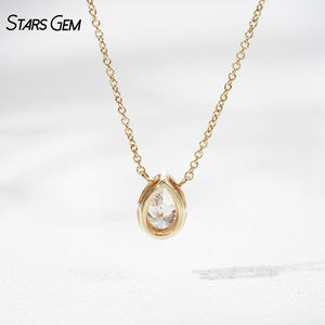 Collar de Moda StarsGem con Colgante de Diamante Cultivado en Laboratorio, Corte Pera, Oro Sólido de 10K, 0.5CT, Engaste de Bisel, Bañado en Rodio - Product Image 3