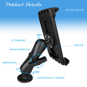 Support de tablette robuste en aluminium Velpaw pour camion et bateau, base à boule de 1,5 pouce, compatible avec iPad et Galaxy Tab Active Pro - Product Image 2