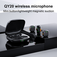 QY20 Dernier microphone dynamique omnidirectionnel sans fil miniature avec réduction de bruit, 2 récepteurs micro et affichage numérique