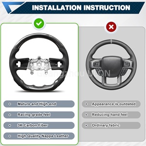 Sợi Carbon chỉ đạo bánh xe tương thích cho Jeep Wrangler JL/jlu/JT 2018-2023, D-hình phẳng-Dưới tùy chỉnh tay lái - Product Image 6