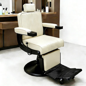 Fauteuil de Barbier Hydraulique Vintage Inclinable, Chaise de Coiffure Pivotante à 360 Degrés avec Siège de Massage Facial pour Salon de Coiffure - Product Image 5
