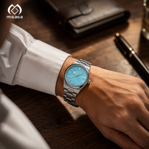 นาฬิกาข้อมือ ODM Outdoor <span class=keywords><strong>Field</strong></span> <span class=keywords><strong>Watch</strong></span> 3 6 9 ตัวเลขแบบอารบิก หน้าปัดสีเทอร์ควอยซ์ ตัวเรือนบาง สายขัดเงา เหมาะสำหรับสวมใส่ทุกวัน - Product Image 3
