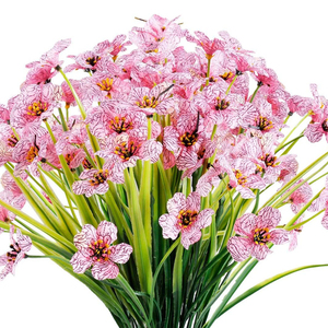 6 paquetes de flores artificiales violetas resistentes a los rayos UV, ramo floral falso impermeable, decoración para el hogar, jardín interior y exterior - Product Image 4