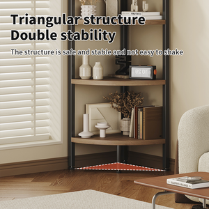 رفوف خشبية رباعية الطبقات للزاوية قائمة بذاتها لتخزين الأدوات واستخدام الحمام حامل عرض متعدد الوظائف محمول - Product Image 4