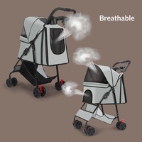 Poussette pliable de luxe légère et réglable à 4 roues pour animaux de compagnie (chats et chiens), approuvée par les compagnies aériennes, chariot de voyage étanche