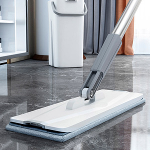 Serpillère automatique à essorage plat et seau de nettoyage, évite le lavage à la main, serpillère en microfibre, serpillère pour nettoyer le sol, serpillère paresseuse - Product Image 6
