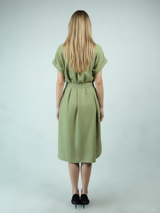 बनावट छोटी आस्तीन मिडी शर्ट पोशाक hb2509p68 - Product Image 2