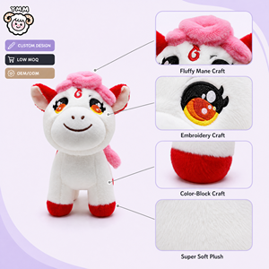 Peluche Personalizzato a Forma di Pony <span class=keywords><strong>Bianco</strong></span>, Giocattoli di Peluche per Bambini, Adorabile Cavallo di Peluche con Criniera Rosa, Regalo di Compleanno - Product Image 1
