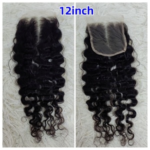 Letsfly - Cierre de Encaje Transparente sin Costuras 4x4, Encaje Suizo Pre-Depilado 10A, Cabello Humano Remy 100% Natural, Extensiones de Cabello Rizado Pixie - Product Image 5