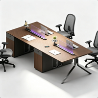 Bureau linéaire au design minimaliste avec compartiments, poste de travail pour 2-4-6 personnes, ensemble bureau et chaise pour le bureau
