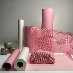 <strong>Pink</strong> Packaging Paper Honeycomb Cushioning Roll Perforated-Packing Recycled Cushion Wrapping Roll Eco Friendly Moving Green <strong>Wrap</strong> - Product Image 1