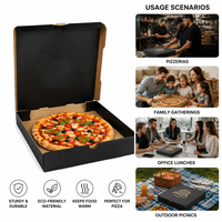 Boîte à pizza noire personnalisée XJY de 12 pouces avec logo imprimé, emballage alimentaire en carton ondulé
