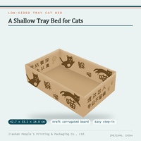 Litière pour chat en carton, ouverte, avec côtés surélevés et motif chat, pour chats d'intérieur, vente en gros, directement de l'usine