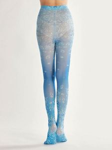 Collants érotiques blancs à imprimé floral bleu, à découpes, pour enfants, avec images lesbiennes, pour la vente en gros - Product Image 5