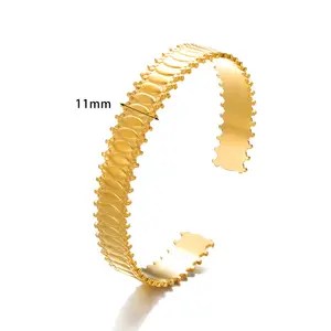 HP Bangle Chain Cuff Bracelet Stainless Steel Open Women's Heart Hollow Design Fashion Jewelry Bracelets
