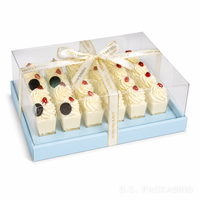 Boîte de transport rectangulaire écologique pour desserts avec couvercle transparent, en carton alimentaire, pour mini-gâteaux, pâtisseries, mousses, lot de 12/24