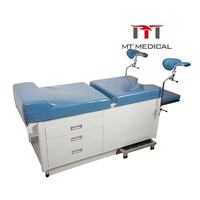 Table d'examen gynécologique MT MEDICAL, table d'examen obstétrical et urologique pour hôpital avec tiroirs de rangement et dossier à ressorts à gaz
