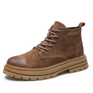 Bottes en cuir de porc de première qualité pour hommes, style rétro, vêtements de travail en cuir - Product Image 1