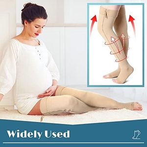 Prix d'usine – Nouvelles basseurs de contention en nylon tricoté 20-30 mmHg pour varices, avec fermeture éclair, hauteur cuisse, et bande de silicone pour femmes - Product Image 5